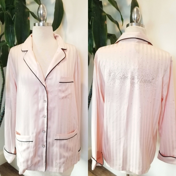 Victoria's Secret Limited Edition Rhinestone Crystal Satin Stripe Pajama Set NWT - Picture 10 of 15